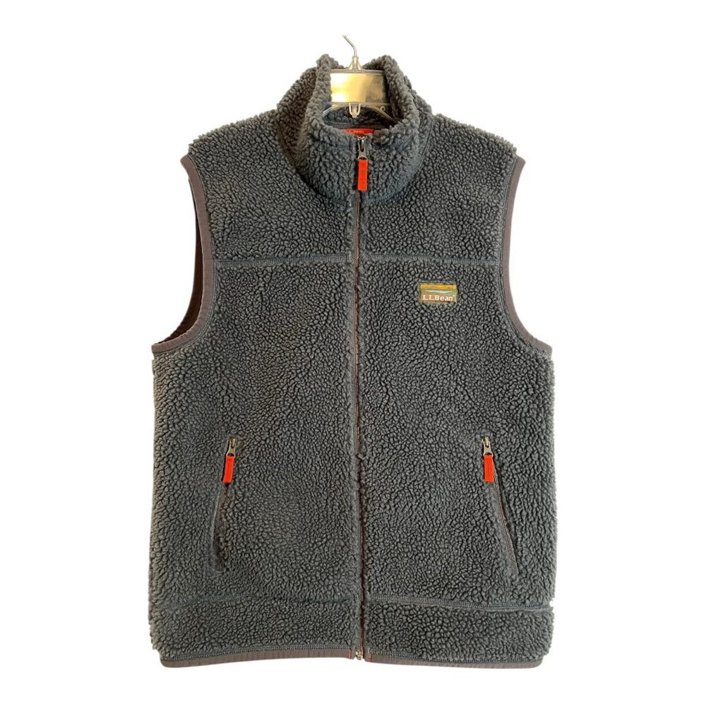LL BEAN Mountain Deep Pile Sherpa Fleece Vest Full Zip Size Medium - Picture 1 of 8